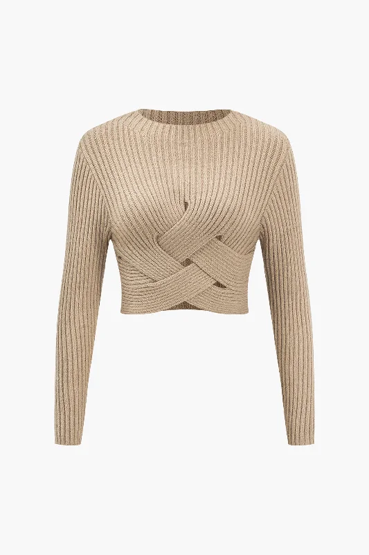 Crossed Sweater Long-Sleeve Top