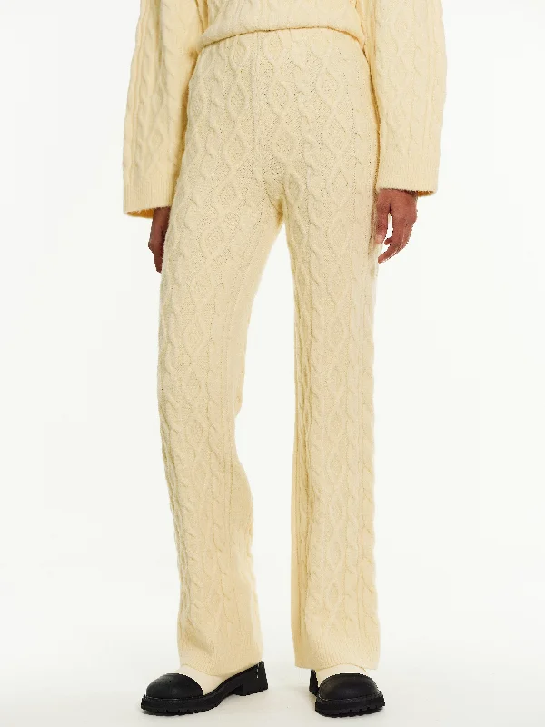 Cable Knit Lounge Pants, Eggnog