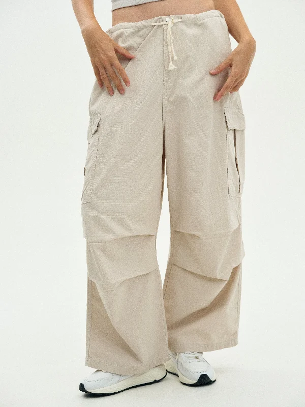 Oversized Parachute Pants, Egret