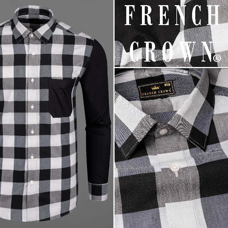 Jade Black and White Checked Premium Cotton Designer Shirt